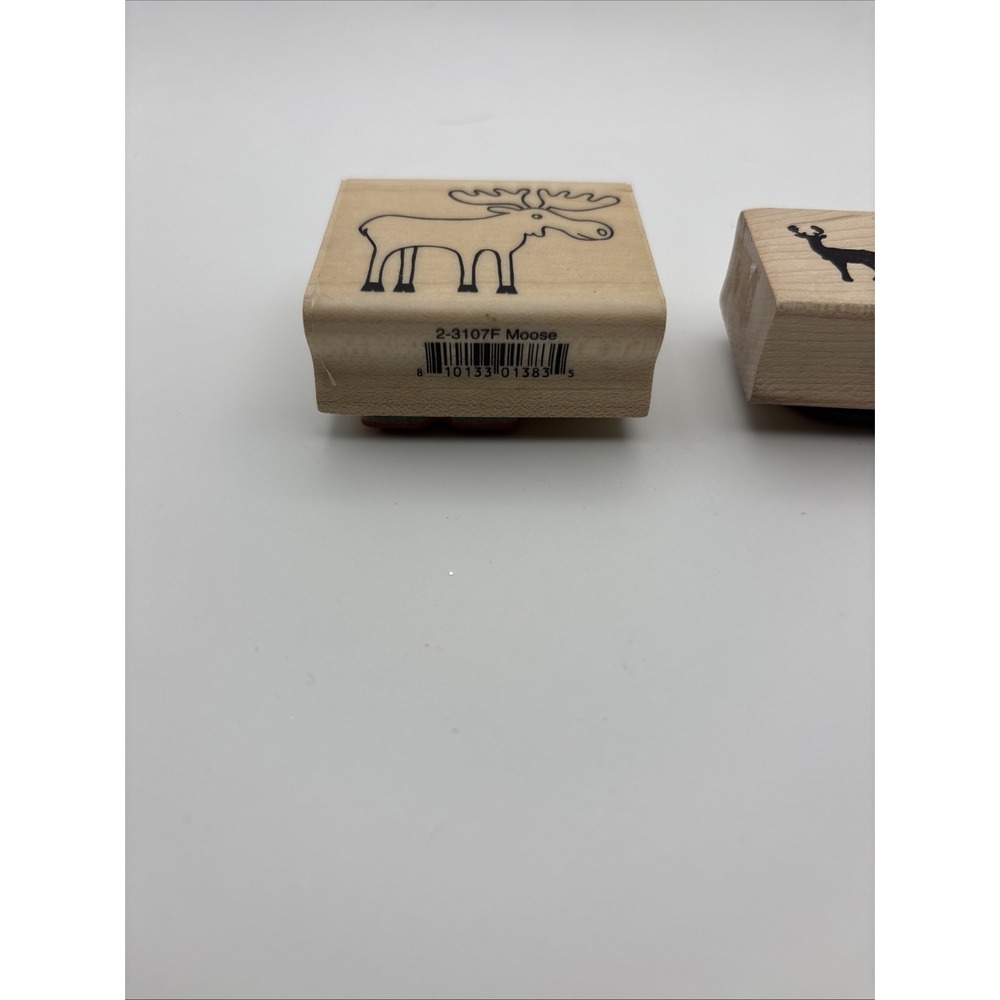 A Muse‎ Artstamps Art Impressions Wood Mount Rubber Stamps Moose Deer Animals - Picture 2 of 4